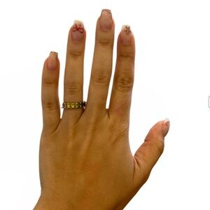 925 Stamped Solid Sterling Silver Rainbow Gem stones Eternity Ring – Size 6
